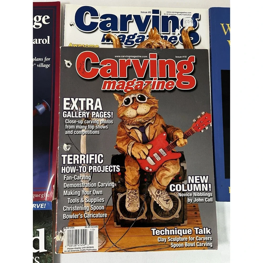 Wood Carving Book & Magazine Lot Chip Chats Christmas Scrooge Patterns